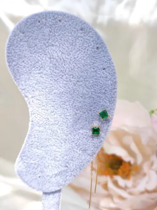 Orecchini SaliScendi con zirconcino smeraldo