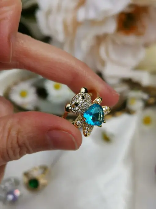 Anello Teddy azzurro