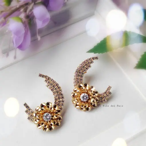 Orecchini Fiore di luna gold