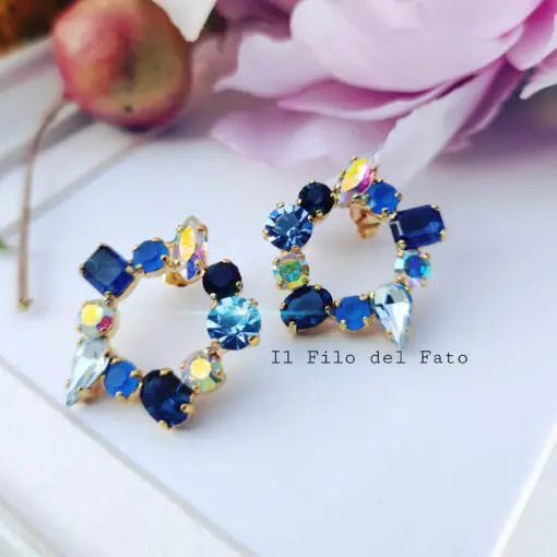 Orecchini Costa Rocciosa gold sfumature blu