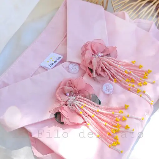 Collo Camicia Rosa con ibisco