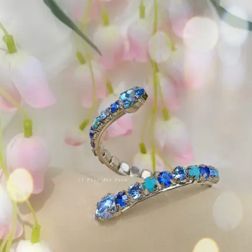 Bracciale Abbraccio silver sfumature di azzurro-turchese