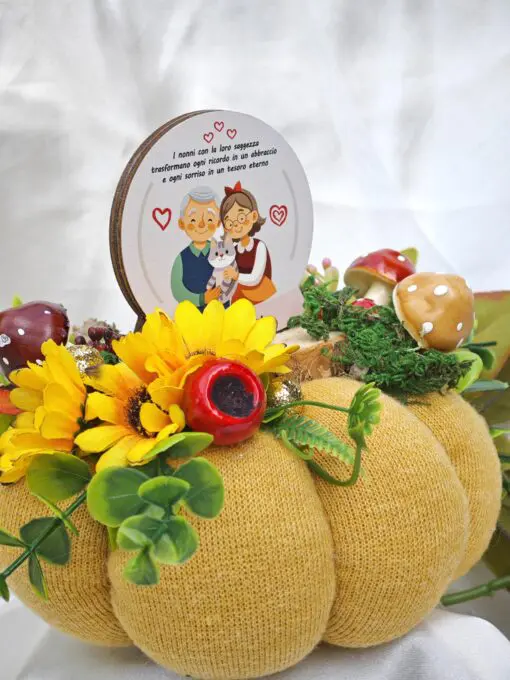 Auguri Nonni con gatto - zucca arancio big-