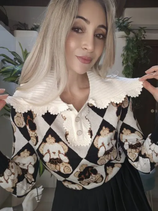 Maglia Orsetto con collo vittoriano