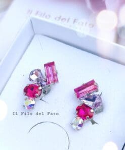 Orecchini Virgola fucsia silver