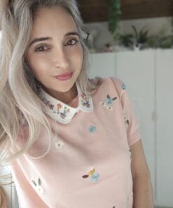 Collo Camicia Ricamato con campo fiori - immagine 5