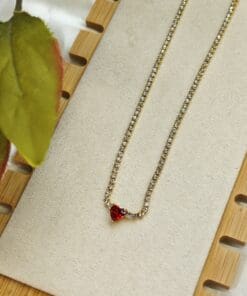 Collana tennis girocollo cuore fragola - immagine 3