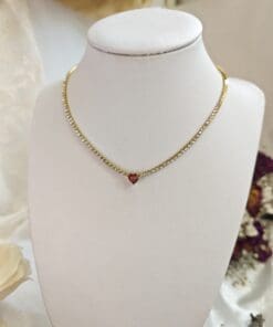 Collana tennis girocollo cuore fragola