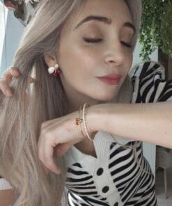 Bracciale rigido con strass e ciliegia - immagine 5