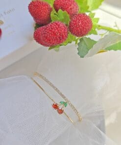 Bracciale rigido con strass e ciliegia - immagine 3