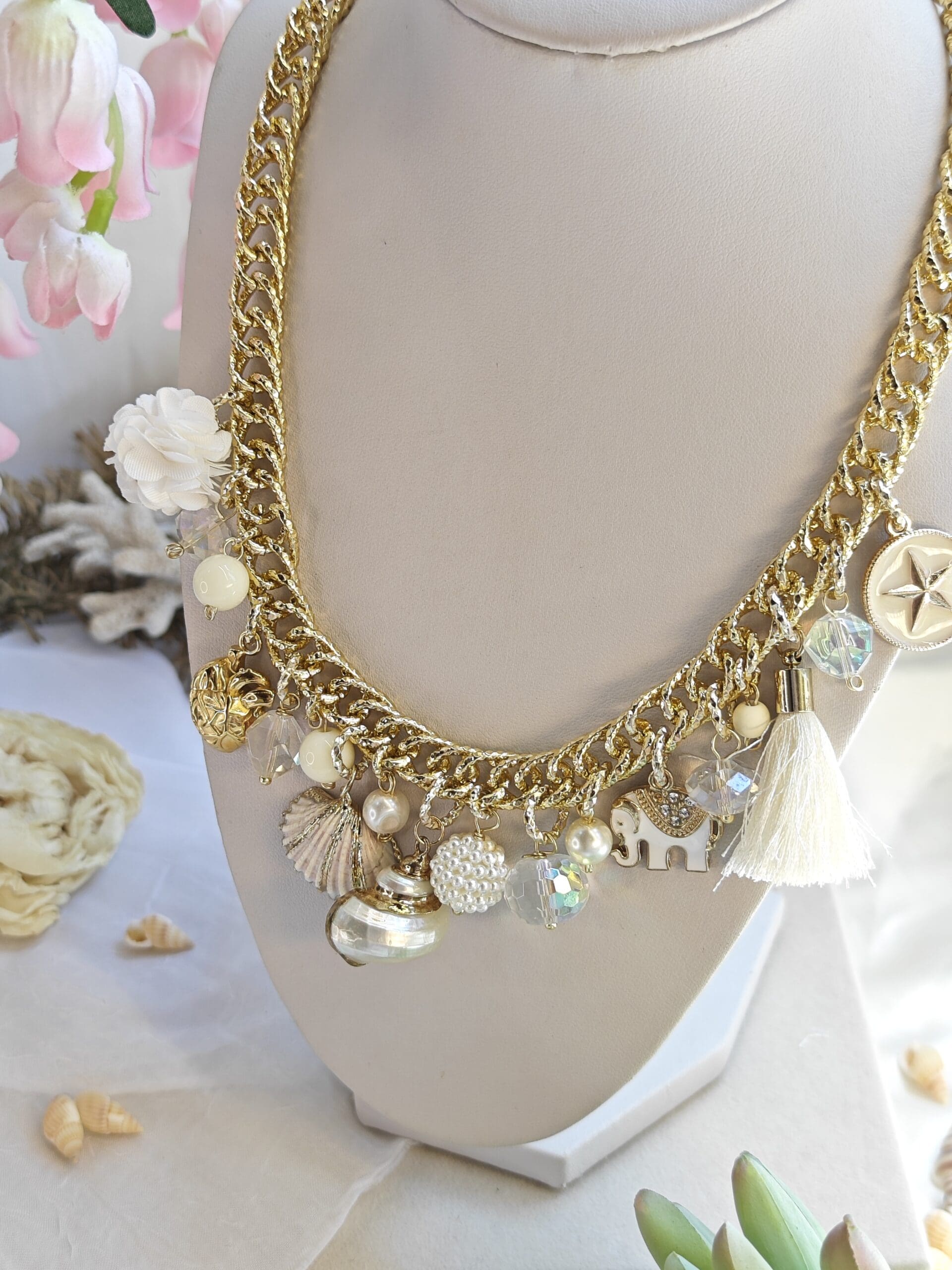 Collana multicharms conchiglie e nappine - immagine 4