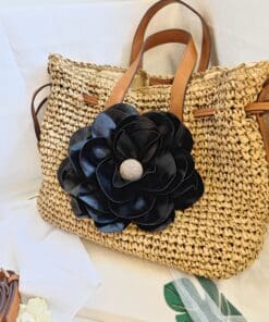 Borsa cartella con peonia nera