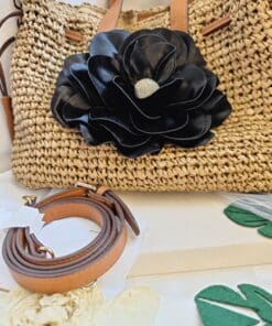 Borsa cartella con peonia nera - immagine 2
