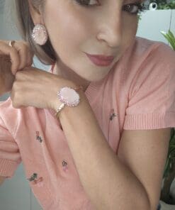 Bracciale Rigido con Druse rosa confetto - immagine 4