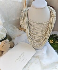 Collana cascata di fili lurex panna