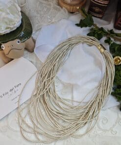 Alternative view of Collana cascata di fili lurex panna