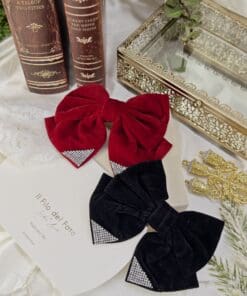 Fiocchetto capelli velluto con strass - immagine 3