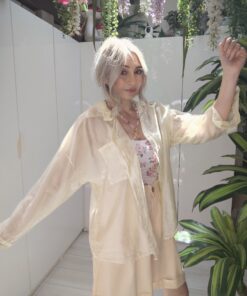 Camicia Velata Giallo Tenue - immagine 4