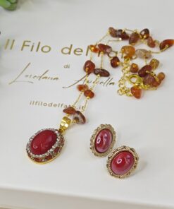 Collana Chips di pietra naturale con ciondolo - immagine 3
