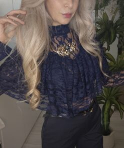 Alternative view of Collier Mulù Foglie in cristalli blu