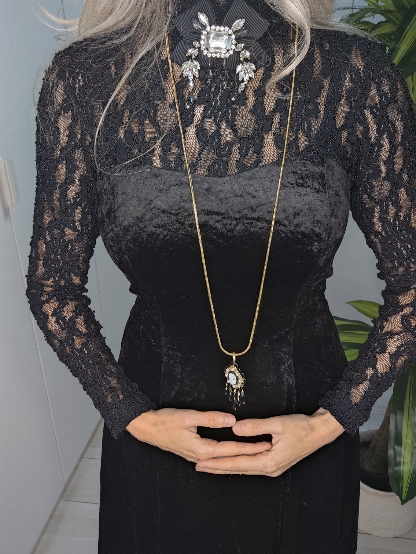 Vestito Velluto e pizzo vintage - immagine 4