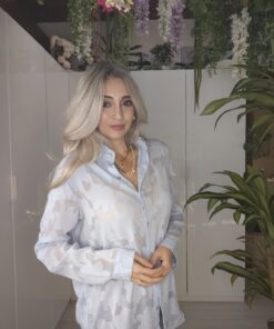 Camicia fiori in trasparenza con punti luce - immagine 7