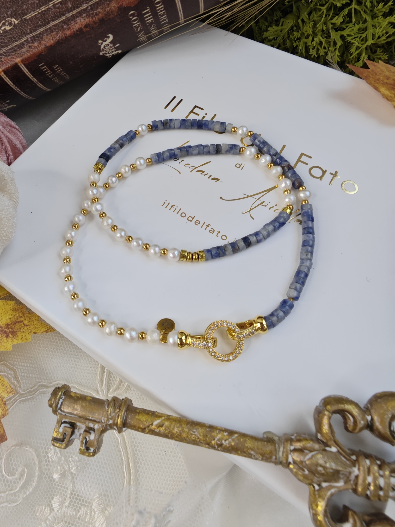 Collana Pietre dure e perline di fiume - immagine 2
