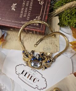 Collier Mulù Foglie in cristalli blu