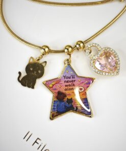 Alternative view of Collana Ciondolo stella con gattino