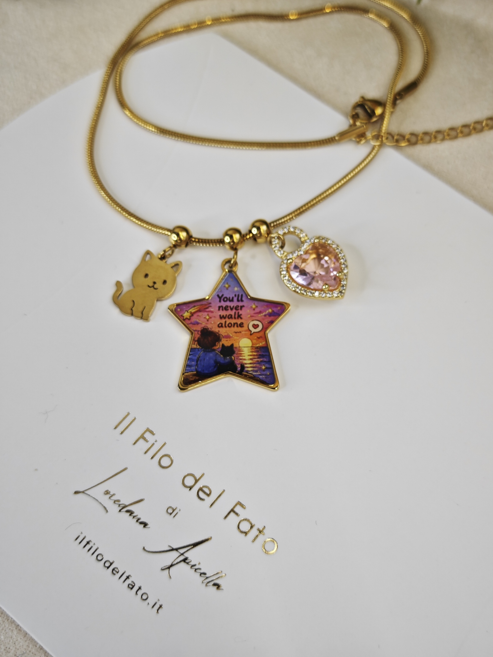 Collana Ciondolo stella con gattino
